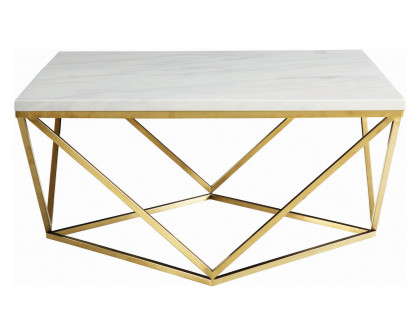 Coaster - Square Coffee Table in White/Gold