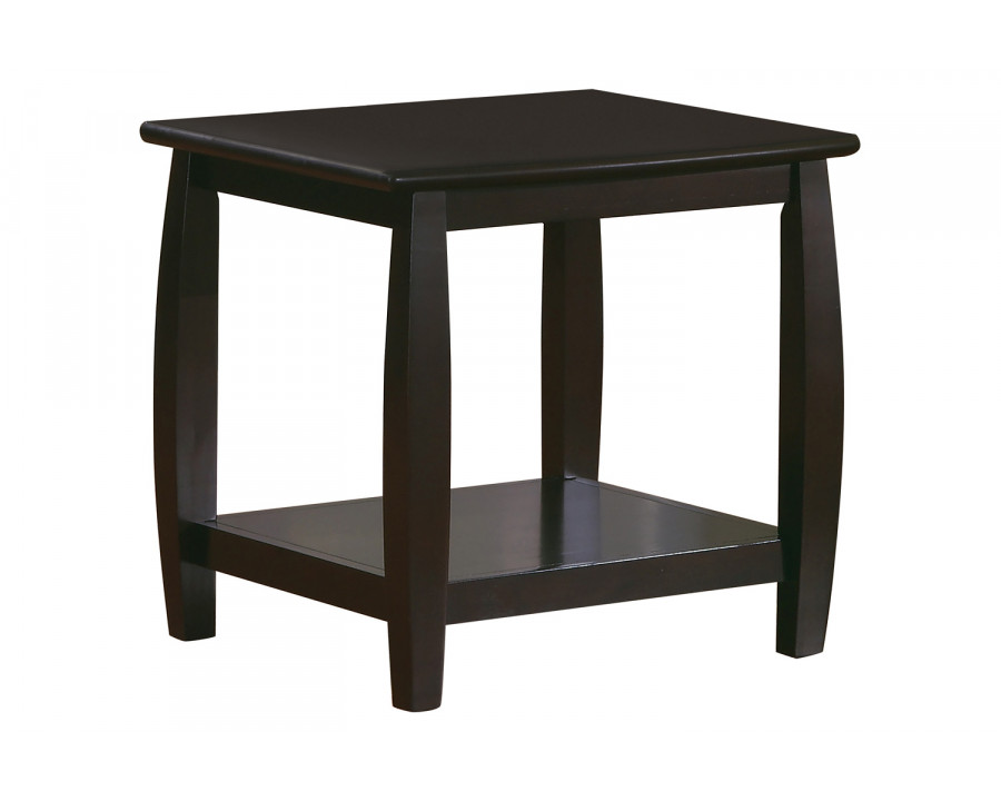 Coaster - Square End Table With Bottom Shelf in Espresso