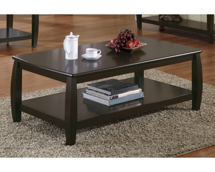 Coaster - Rectangular Coffee Table With Lower Shelf in Espresso