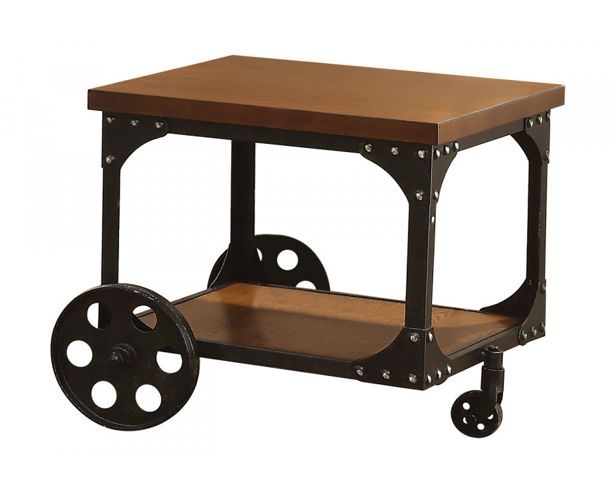 Coaster - Roy End Table With Casters in Rustic Brown