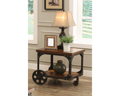 Coaster - Roy End Table With Casters in Rustic Brown