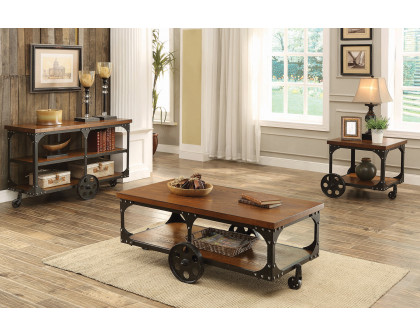 Coaster - Roy End Table With Casters in Rustic Brown