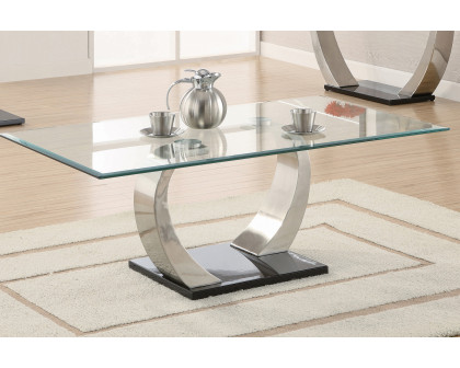 Coaster - Willemse Glass Top Coffee Table in Clear/Satin