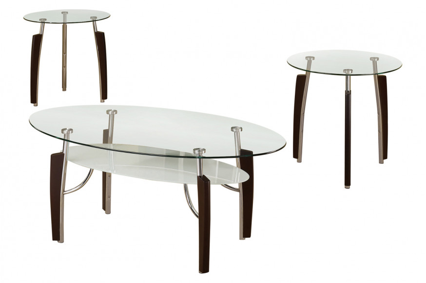 Coaster™ 3-Piece Occasional Table Set - Cappuccino/Chrome