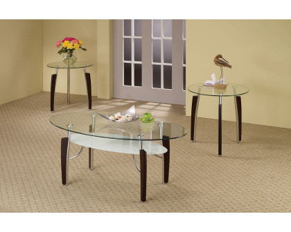 Coaster™ 3-Piece Occasional Table Set - Cappuccino/Chrome