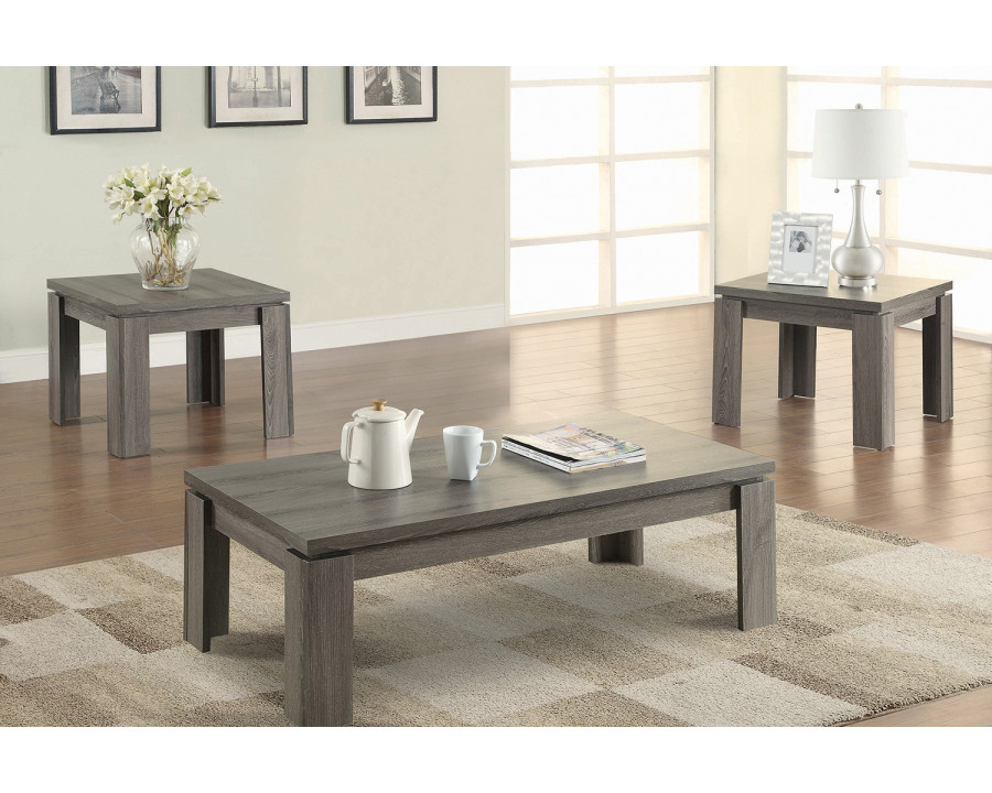 Coaster - 3-Piece Occasional Table Set in Weathered Gray