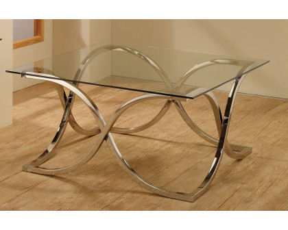 Coaster - Curved X-Shaped Coffee Table in Nickel/Clear