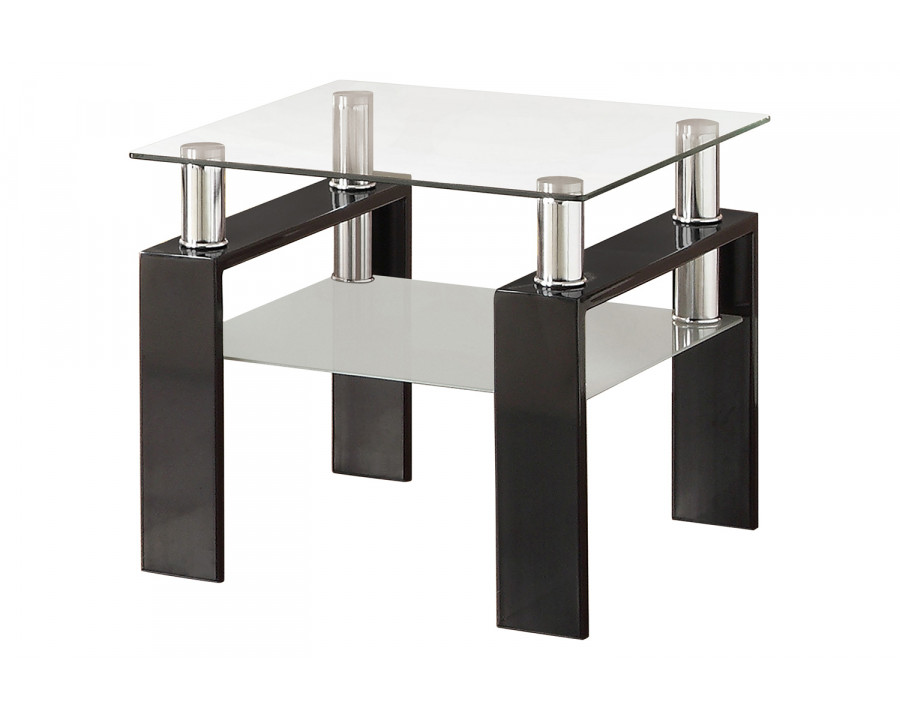 Coaster - Tempered Glass End Table With Shelf in Black