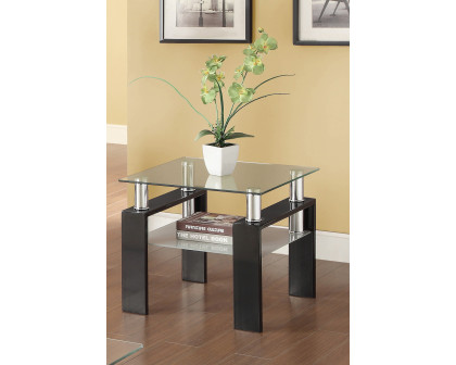 Coaster - Tempered Glass End Table With Shelf in Black