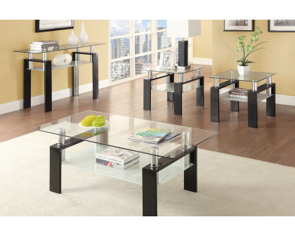 Coaster - Tempered Glass End Table With Shelf in Black