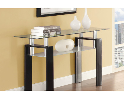 Coaster - Tempered Glass Sofa Table With Shelf in Black