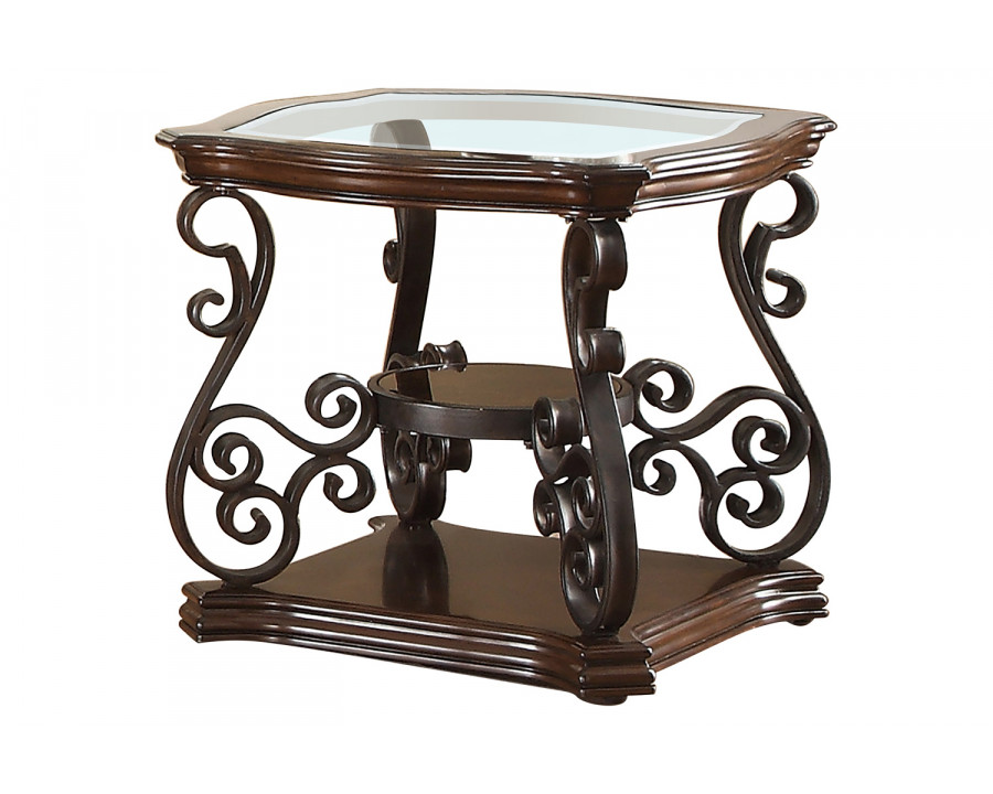 Coaster - Sir Rawlinson End Table in Deep Merlot/Clear