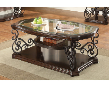 Coaster - Sir Rawlinson Coffee Table in Deep Merlot/Clear