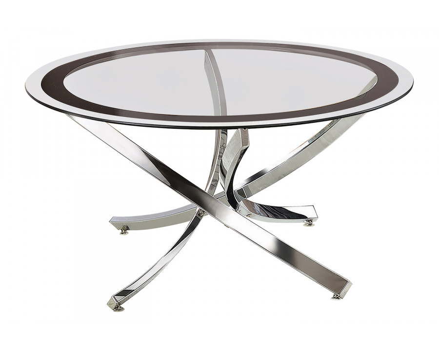 Coaster - Glass Top Coffee Table in Chrome/Black