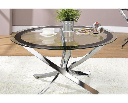 Coaster - Glass Top Coffee Table in Chrome/Black