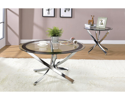 Coaster - Glass Top Coffee Table in Chrome/Black