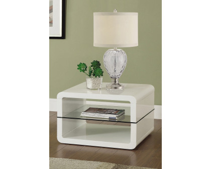 Coaster - Square 2-Shelf End Table in Glossy White