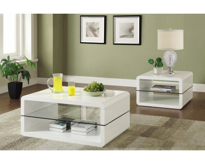 Coaster - Square 2-Shelf End Table in Glossy White