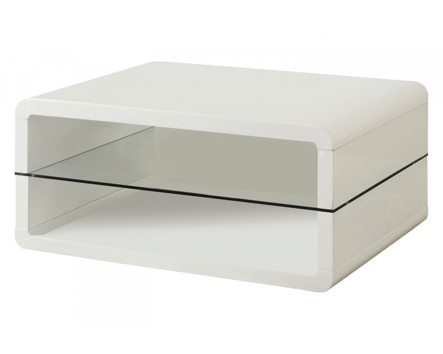 Coaster - Rectangle 2-Shelf Coffee Table in Glossy White