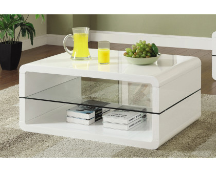 Coaster - Rectangle 2-Shelf Coffee Table in Glossy White