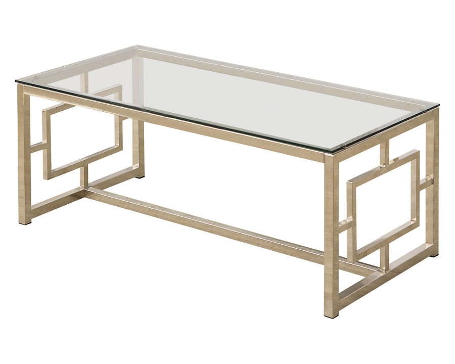 Coaster - Rectangle Glass Top Coffee Table in Nickel