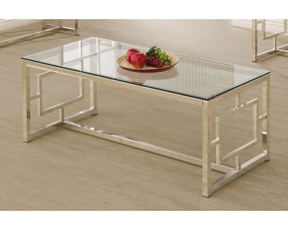 Coaster - Rectangle Glass Top Coffee Table in Nickel