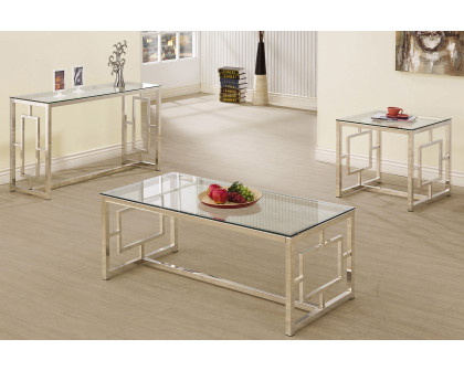 Coaster - Rectangle Glass Top Coffee Table in Nickel