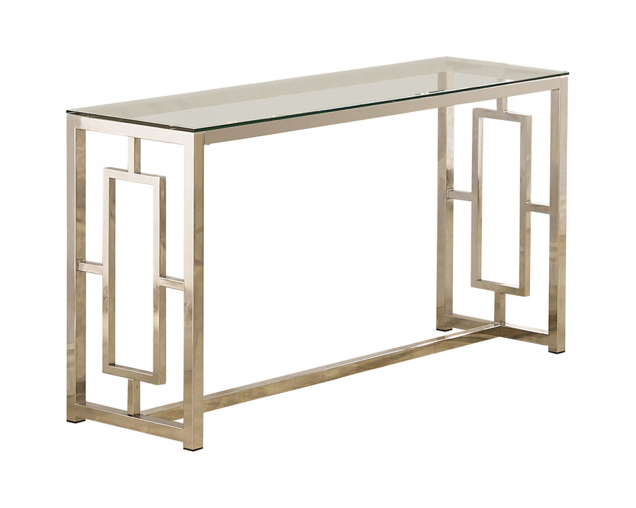 Coaster - Rectangle Glass Top Sofa Table in Nickel