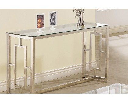 Coaster - Rectangle Glass Top Sofa Table in Nickel