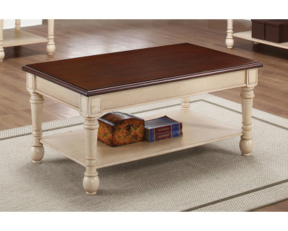 Coaster - Rectangular Coffee Table in Dark Cherry/Antique White