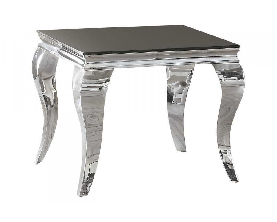 Coaster - Square End Table in Chrome/Black