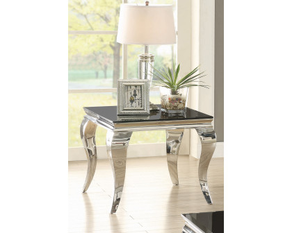 Coaster - Square End Table in Chrome/Black