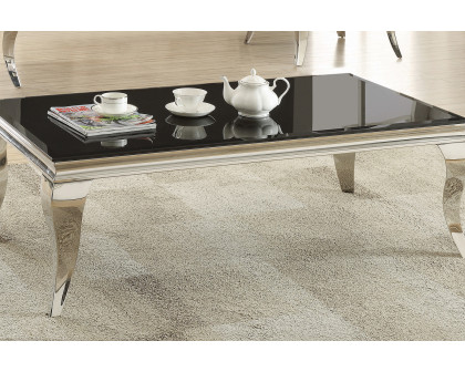 Coaster - Rectangular Coffee Table in Chrome/Black