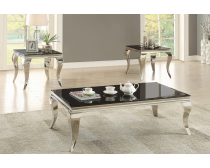 Coaster - Rectangular Coffee Table in Chrome/Black