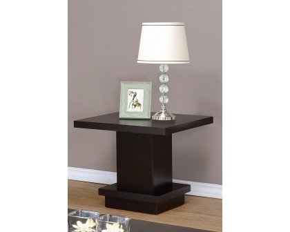 Coaster - Pedestal Square End Table in Cappuccino