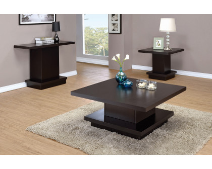 Coaster - Pedestal Square End Table in Cappuccino