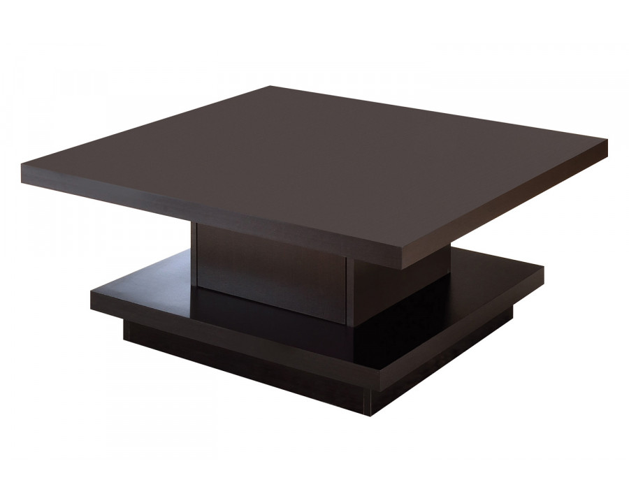 Coaster - Pedestal Square Coffee Table in Cappuccino