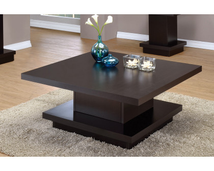 Coaster - Pedestal Square Coffee Table in Cappuccino