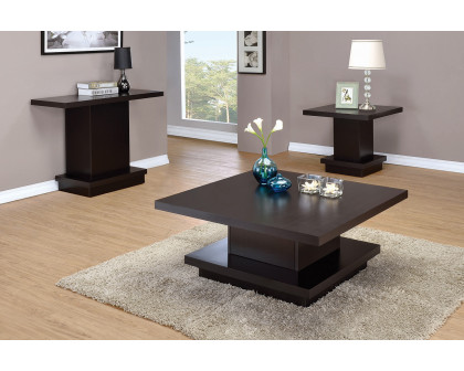 Coaster - Pedestal Square Coffee Table in Cappuccino