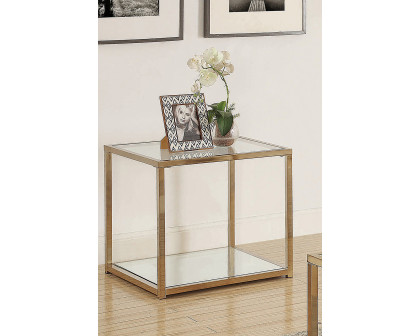 Coaster - End Table With Mirror Shelf in Chocolate Chrome