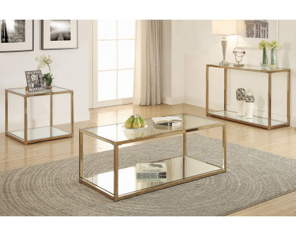 Coaster - End Table With Mirror Shelf in Chocolate Chrome