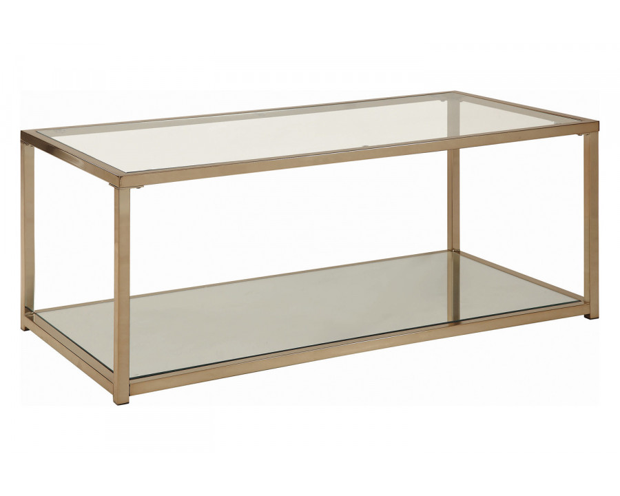 Coaster - Coffee Table With Mirror Shelf in Chocolate Chrome