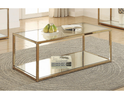 Coaster - Coffee Table With Mirror Shelf in Chocolate Chrome