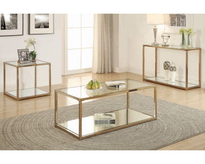 Coaster - Coffee Table With Mirror Shelf in Chocolate Chrome