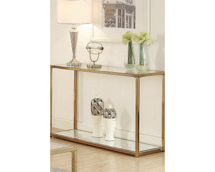 Coaster - Sofa Table With Mirror Shelf in Chocolate Chrome