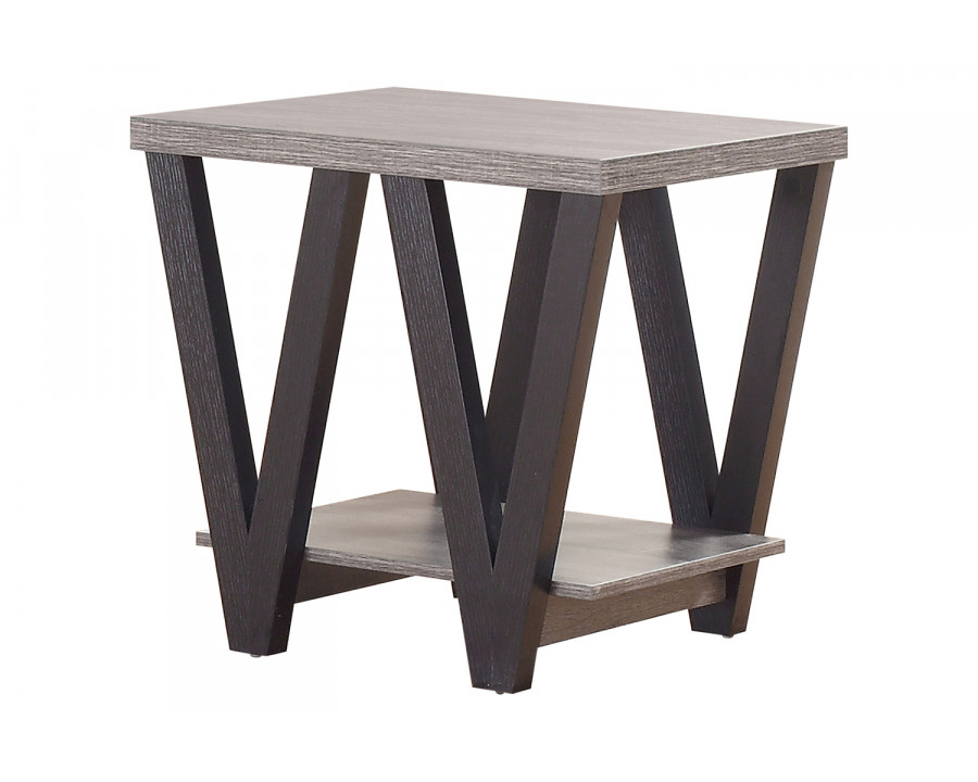 Coaster - Higgins V-Shaped End Table in Black/Antique Gray