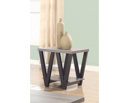 Coaster - Higgins V-Shaped End Table in Black/Antique Gray