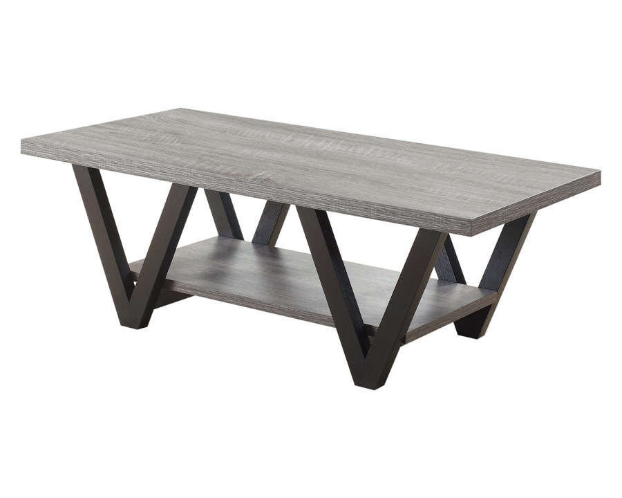 Coaster - Higgins V-Shaped Coffee Table in Black/Antique Gray