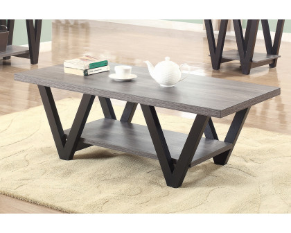 Coaster - Higgins V-Shaped Coffee Table in Black/Antique Gray