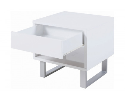 Coaster - 1-Drawer End Table in High Glossy White